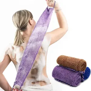 3-Pack African Bath Sponges: African Mesh Long-Handled Bath , Exfoliating Body Brushes, Back Cleansing Brushes, Skin Smoothing Agents—Perfect for Daily Use (Blue, Brown, Purple)