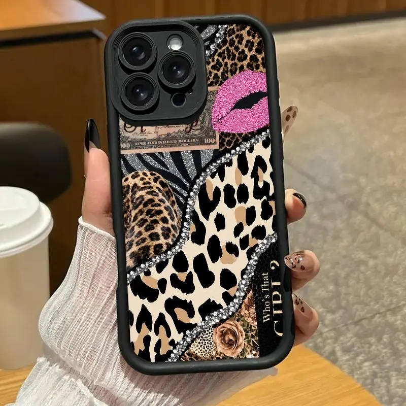 Leopard print layered pattern phone case. Compatible with iPhone 17 Pro Max/16 Pro Max/15 Plus/14/13/12/11, TPU soft case. Compatible with Galaxy S26 Ultra/S25 Plus/S24/S23, Dopamine color. Compatible with Galaxy A54/A53/A33/A15.