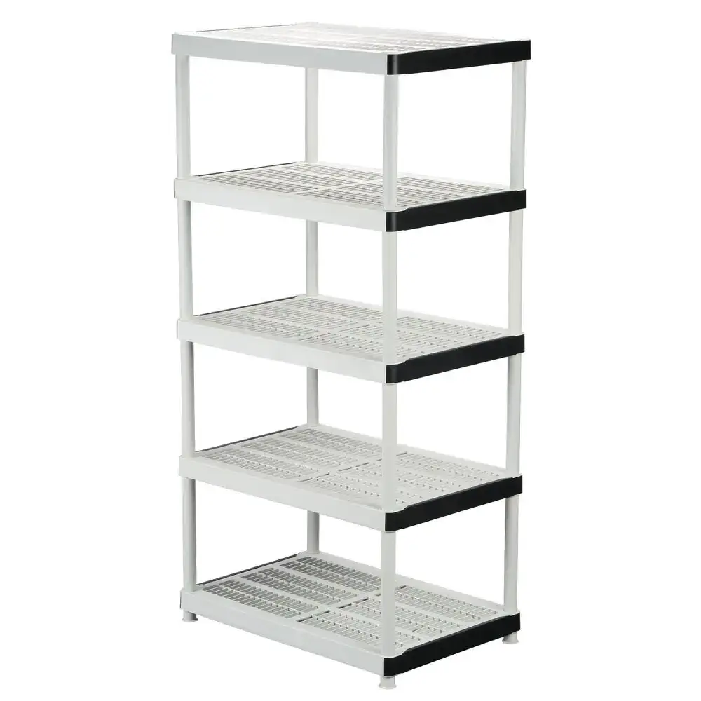 5 Tier Plastic Garage Storage Shelving Unit 36" x 24" x 72" Heavy Duty Gray