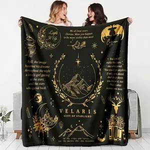 Velaris Starry City Flannel Blanket, Soft Lightweight Warm, Perfect for Bed Sofa Office Camping Travel, Ideal Gift for All Seasons, Flannel Throw Blankets
