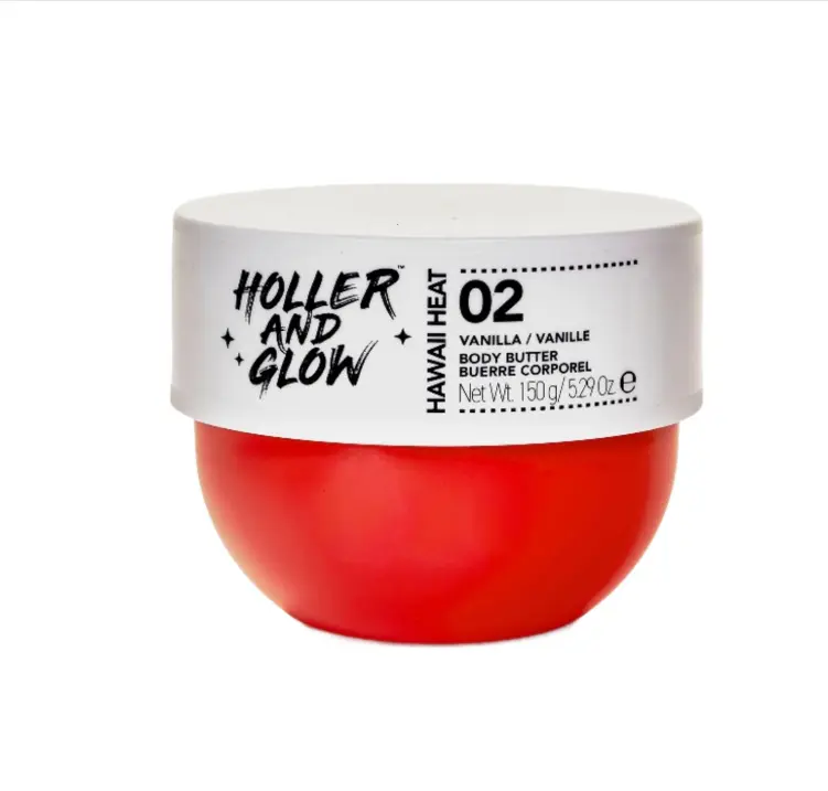 Holler And Glow Hawaii Heat Vanilla Body Butter, Body Butter For Women, Smells Good, Body Lotion For Extremely Dry Skin, Moisturizing, Nourishing, Shea Butter, Peony, Amber Scented, 5.29 Oz