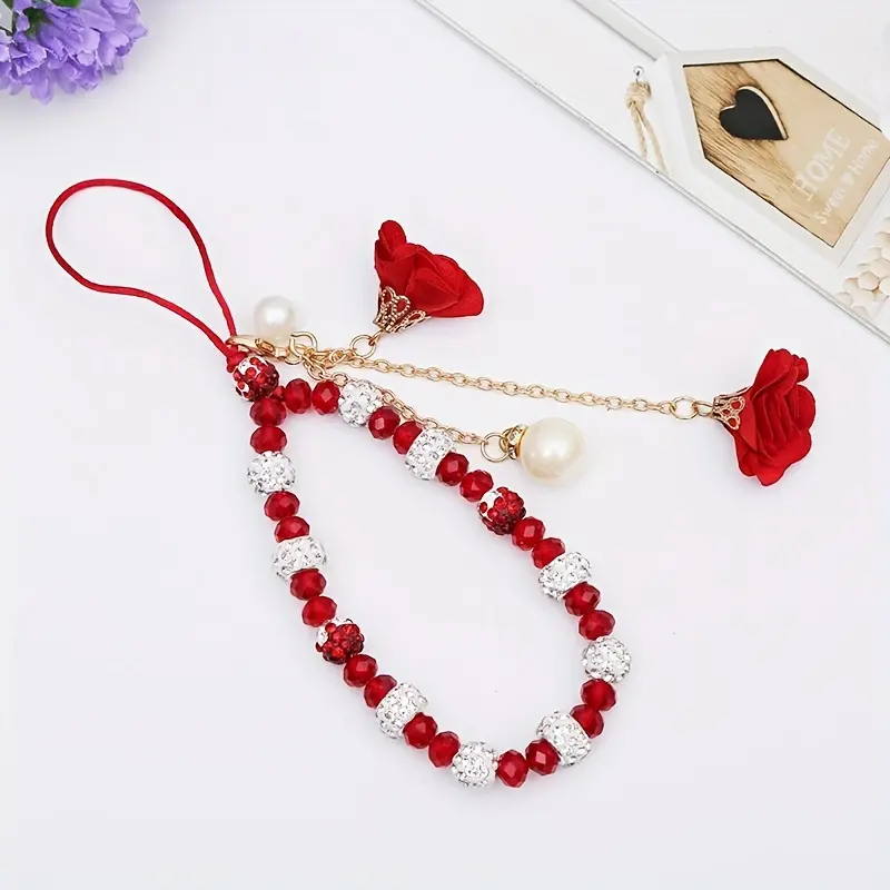 Dainty Keychains with Flower-Shaped Crystal-Studded Glass Charm, Fashion Costume Jewelry Charm Keyring for Bags & Keys, Charm Keychain, Crystal Studs
