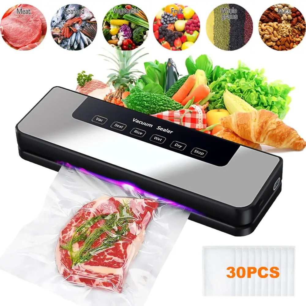 Vacuum Sealer Machine, Automatic Food Sealer Machine for Food Vacuum Packaging, Suction Power, Bags and Cutter Included, with 30 Free Bags