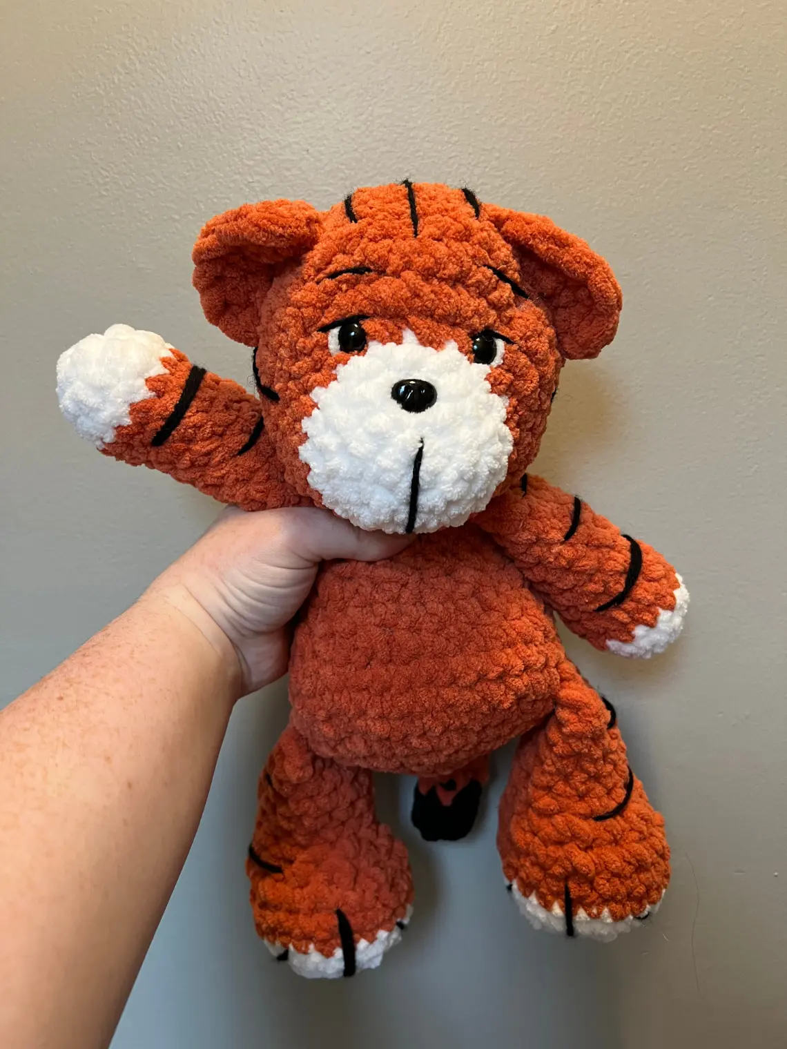 Handmade Crochet Tiger Plushie - Soft Polyester, Adorable Striped Safari Friend