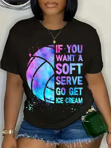 100% Cotton Unisex Volleyball T Shirt If You Want A Soft Serve Girls Women Round Neck Short Sleeve T-Shirt Women's Men Graphic Tee