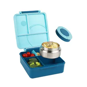 BPA-Free Insulated 2-Compartment Children's Lunch Box Heatable Lunch Container Set with Leak-Proof Lid Tableware Food Storage Lightweight