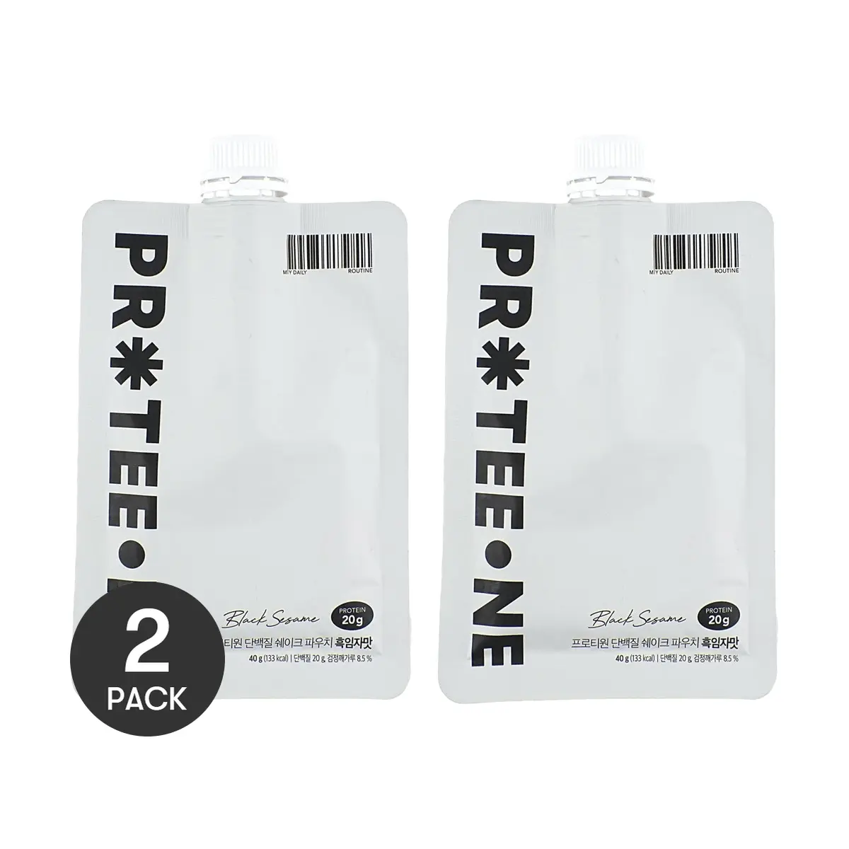 2 Pack PROTEEONE Korean Protein Shake Powder - Black Sesame Flavor, 20g Protein Per Pack, Meal Replacement, High Protein Supplement for Fitness & , Portable Sachets