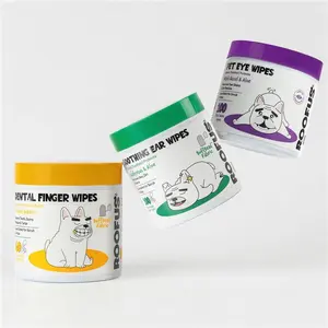 Roofus Clean Pup Bundle – Dental Finger Wipes, Soothing Ear Wipes & Pet Eye Wipes for Dogs | Peanut Butter (60 Count), Eucalyptus & Aloe (100 Count), Witch Hazel & Aloe (100 Count) | BuffBead Fabric | 3-Pack