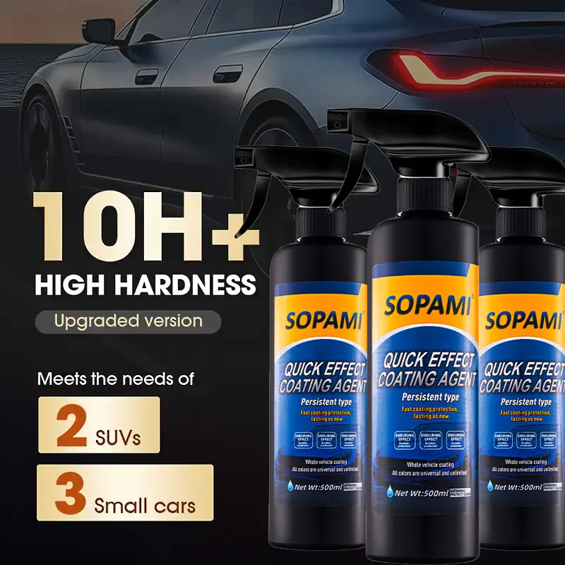SOPAMI Advanced Hydrophobic Nano Ceramic Coating Kit - DIY Ceramic Coating, Auto Detailing Supplies, Car Detailing, Liquid Paint Sealant, Hydrophobic Polish, Anti-Aging, Glossy Finish, Durable Care Protection (Includes Cloth)