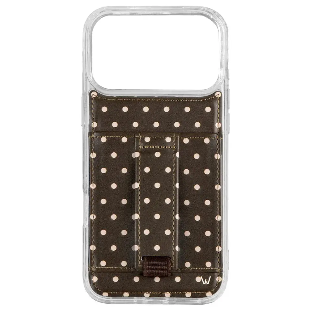 Walli Cases Cocoa Dot Phone Case with Wallet and Finger Strap