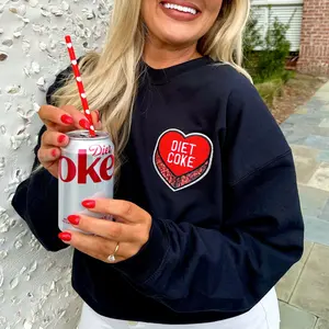 'Diet Coke Candy Heart' Letter Patch Crewneck Sweatshirt