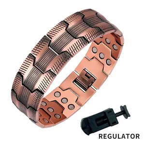 Men's and women's copper bracelets, 99.9% pure copper magnetic bracelet, three rows of magnets adjustable chain health jewelry strengthmagnetic attraction bracelet suitable for men, is an ideal Christmas gift for fathers and husbands
