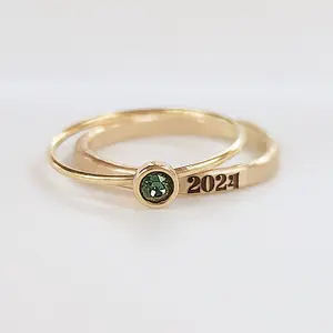 Going Golden The Riley Stacking Ring Set with Year and Birthstone 2021 Gold Filled Personalized Graduation Jewelry