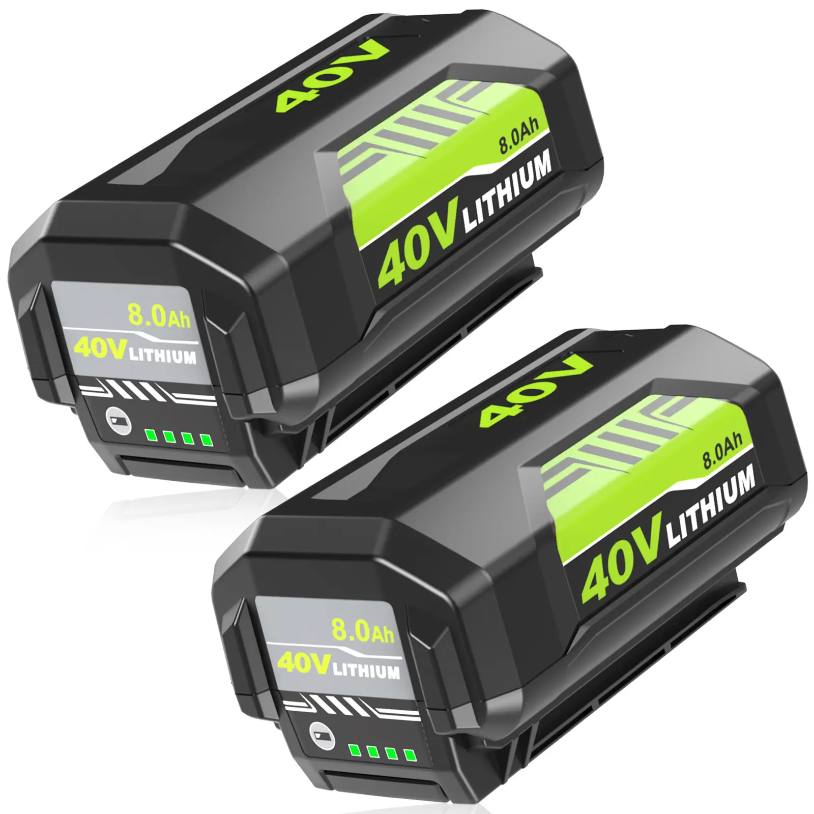 2-Pack 40V 8.0Ah Ultra High Capacity Lithium-ion Replacement Batteries for Ryobi (Green), Compatible with OP40401, OP4026 Cordless Power Tools