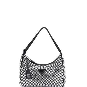 Pre-owned PRADA Crystal, Satin Shoulder Bags Re Edition 2000 Hobo Crystal Embellished Satin Mini by Rebag