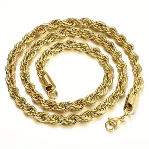 Stainless Steel Twisted Rope Chain Necklace For Men Unisex 3-7mm 16-30inch Link Jewelry Gifts
