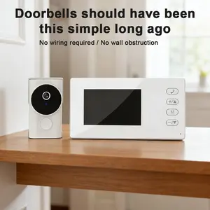 Y9U-KP2 Rechargeable Wireless Smart Video Doorbell, 1080P Waterproof with Monitoring Screen, No WiFi/APP, Free Storage, No Subscription, Easy Installation, Infrared Night Vision, Two-way Intercom, No Plug-in Power Supply