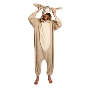 Shrek Donkey Adult Long Sleeve Hooded Kigurumi Cosplay Onesie Costume Suit-Small