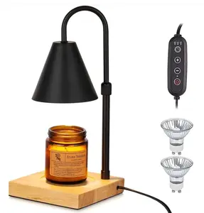 LUMÉRA™ AURA MELT Wooden Base Electric Top-Down Wax Warmer - Timer, Dimmer, Adjustable Height, Fragrance Diffuser, Room Light, Home Decor Jar Holder Candle Lamp