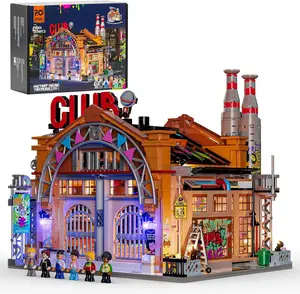 Factory House of Music Lighting Building Bricks Set - Street Fusion Music Club City Town Fully Accessible Multi-Form Modular Collection Kit 2654 Pcs for Adults & Teens & Street Culture Lovers