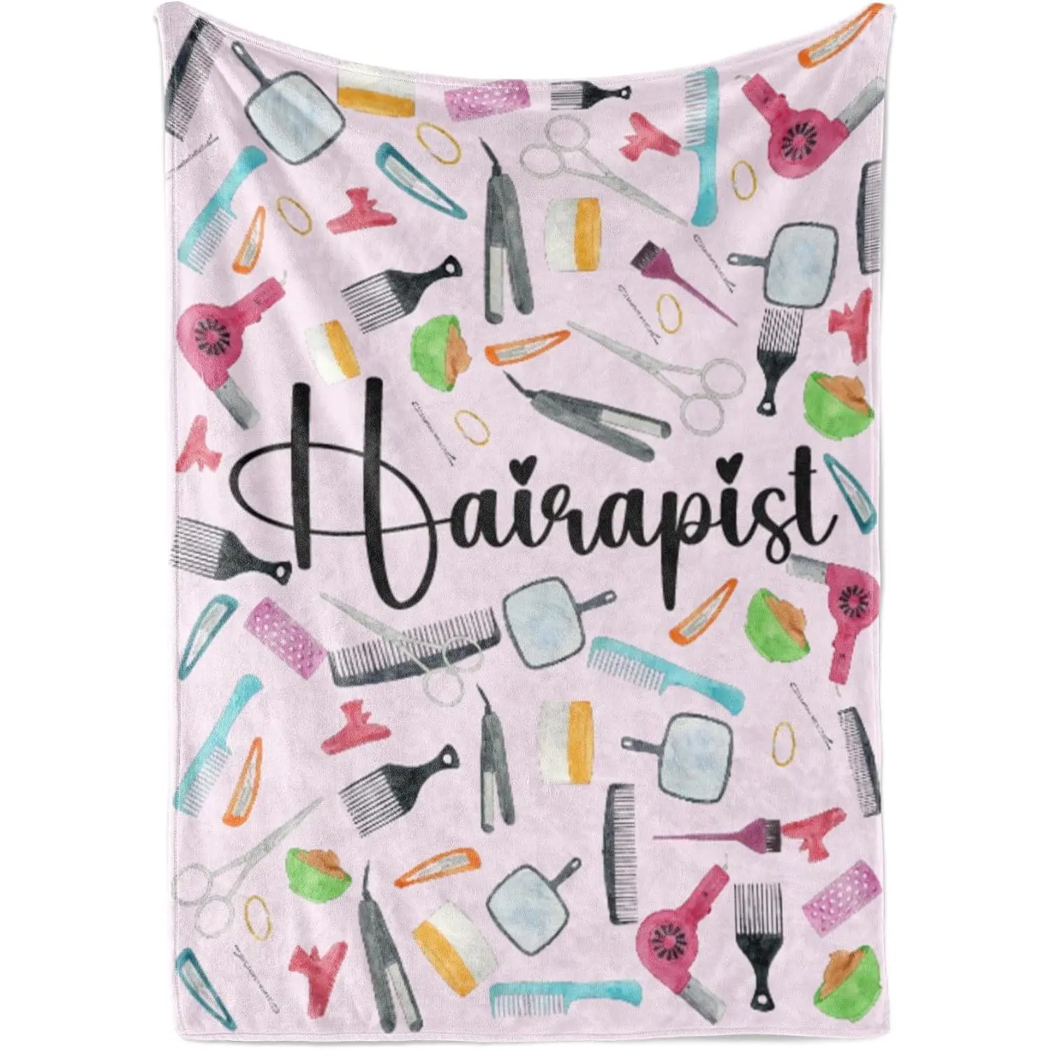 Hair Stylist Gifts or Women, Female, Her, Hairapist, Throw Blanket, Flannel Blankets for Hairdresser, Hairstylist - 50" x 65"
