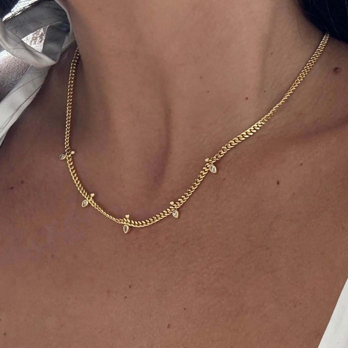 Emma's Heart Zircon Choker Necklace 316L Titanium Steel
