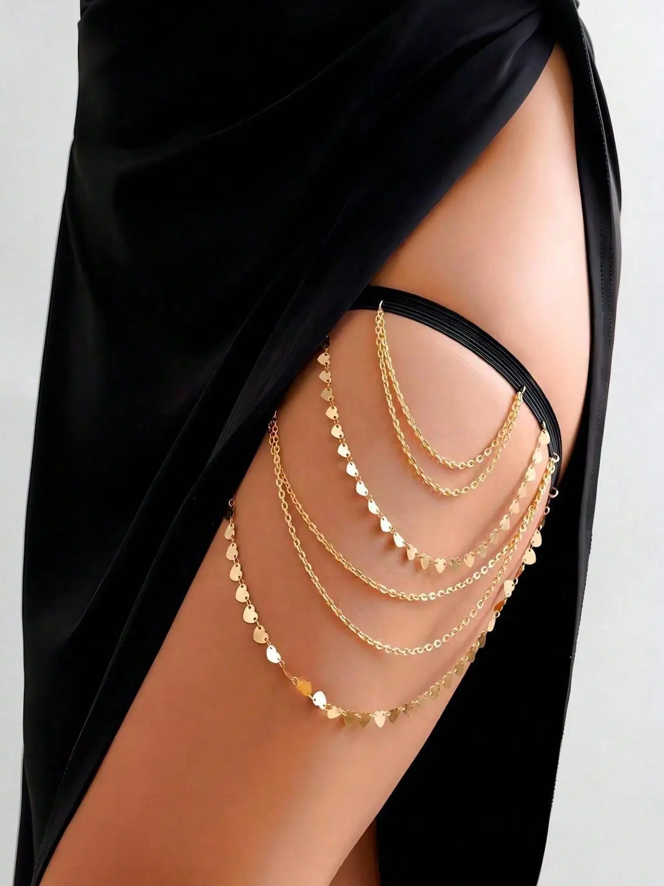 Women's Sexy Iron Chain Leg Harness, Unique Body Jewelry for Parties & Festivals, Stylish Fashion Accessory for All Seasons