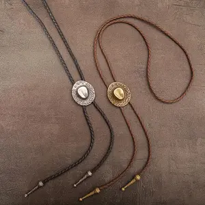 1 piece of European and American personalized Western cowboy bolo tie, a fashionable collar rope, a long necklace accessory for hats, for women.