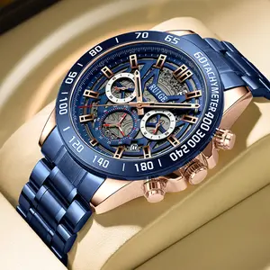 RUIGE Luxury Multi functional Men's Watch Stainless Steel Men's Large Dial Night Light Waterproof Trendy Fashion Watch