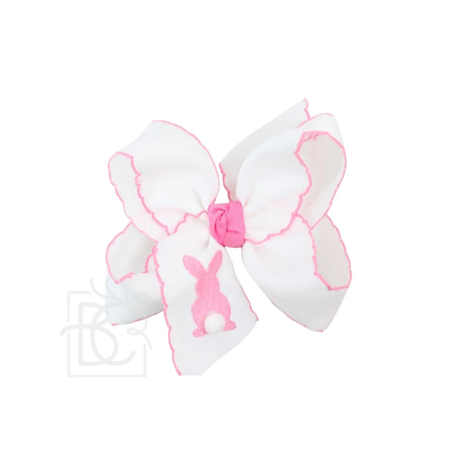 White & Hot Pink Bunny Bow