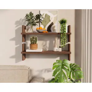 Rustic Floating Shelves – 22.8"x6.7" Wood Bookshelves for Books, Plants, Photos & – Brown Wooden for Bedroom, Living Room,,