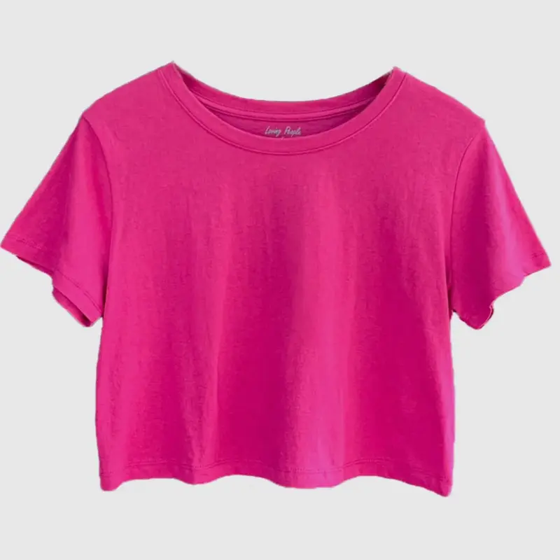 Fuchsia Cotton Crop Top- casual shirt y2k