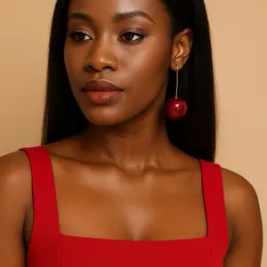 Tamar's Grace Cherry Drop Earrings - High-Quality Resin Bead on Gold-Tone Wire, 2.5 Inches, Handmade, Comfortable Fit, Inspired by Tamar's Story - Berry woman earring
