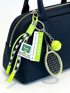 Dopamine Tennis Racket Pendant, Sports-Style Colorful Braided Cord Bag Charm | Mini Tennis Racket-Shaped Keychain, Niche And Personalized Accessory, Suitable For Bags And Keychains, An Ideal Gift For Family And Friends