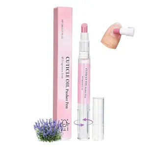 2-in-1 Cuticle Oil Pusher Pen, 45 °   Ceramic Tip Cuticle Remover, Lavender Scented Nail Moisturizer for Dry Cuticles & Hangnails, Portable Manicure Tool 2ml