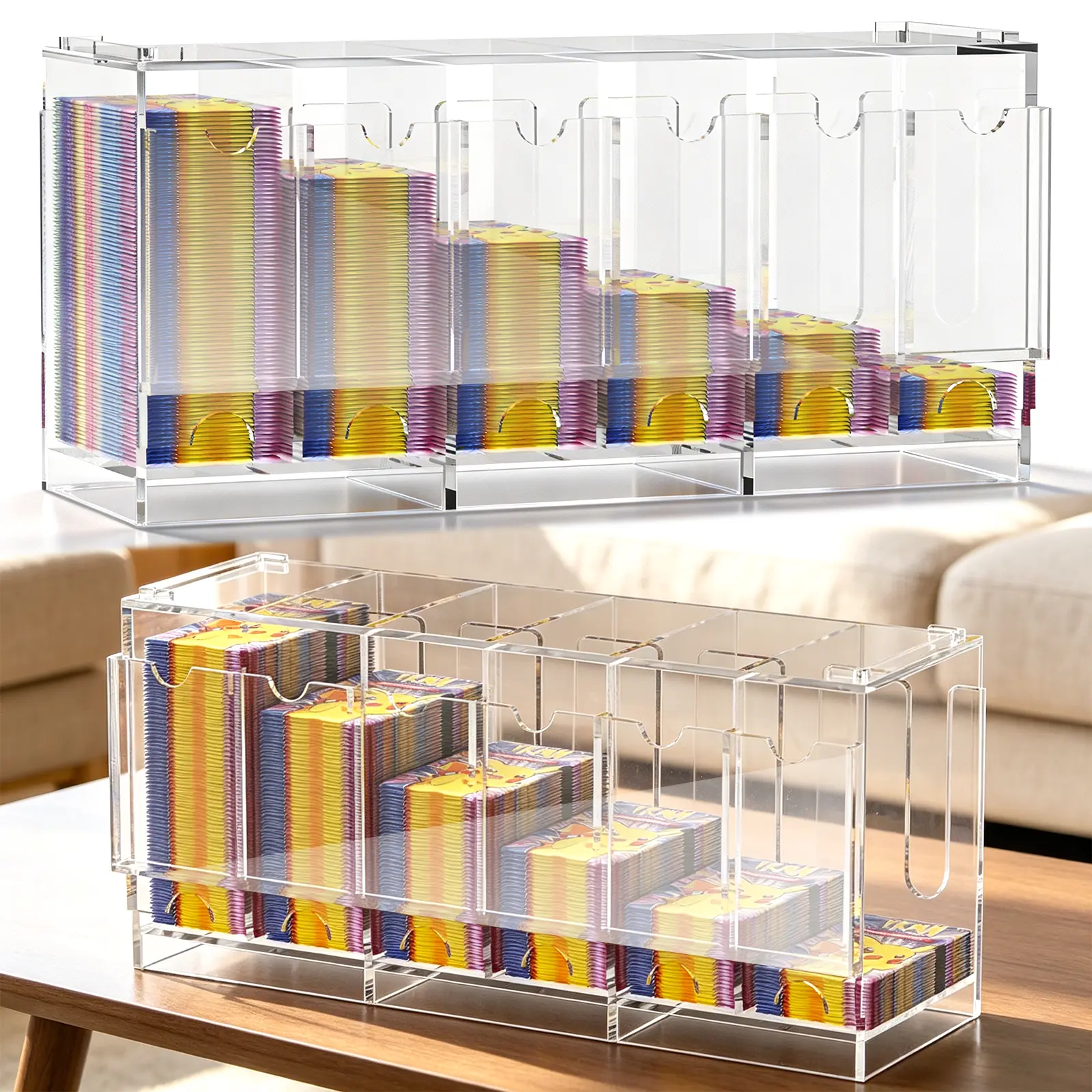 6-Slot Booster Pack Dispenser - Fits 240 Booster Packs for Dispensing - Compatible with TCG Trading Card Boosters and Sports Card Boosters - 4mm Acrylic Stackable