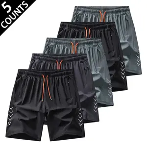 Men's 5-Piece Technical Lightweight Multipocket Short Shorts - Streamlined Design, Functional Zippered Pockets, Wind-Resistant Construction for Running, Cycling (Ensures Flexibility, Speed), Lightweight Men's Shorts, Multipocket Men's Shorts