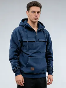 Zip hoodies men,  Sporty Multi-Pocket Hoodie Athletic Sweatshirt Moisture Wicking Fabric with Functional Pockets for Gym Running