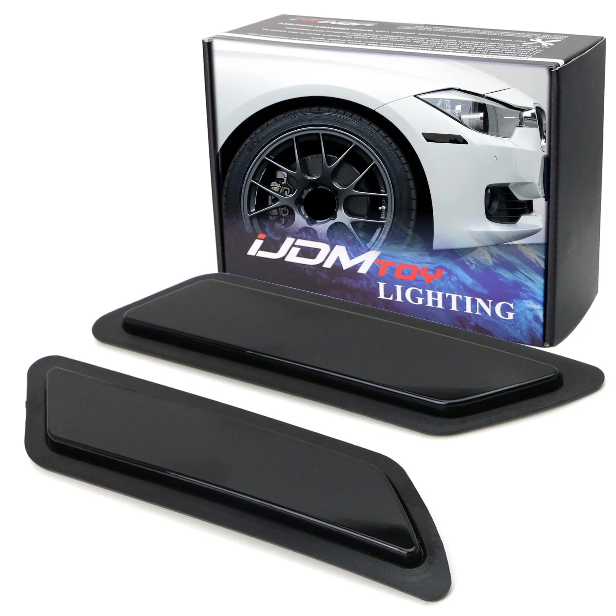 iJDMTOY Glossy Black Smoked Lens Front Bumper Side Markers For 2012-2015 BMW F30 F31 Pre-LCI 3 Series 328i 335i