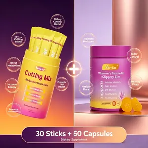 Women's Probiotics+Slippery Elm 60 Pineapple Gummies & Cutting Drink Mix 30 Servings- Feminine pH Balance