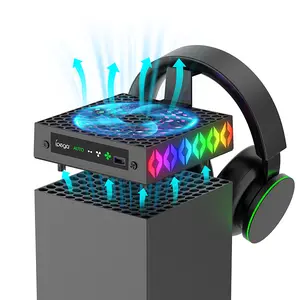 Xbox Series X Host Temperature Control Cooling Fan | RGB Lighting Effect Headphone Hanging Storage Bracket Gaming Essential Accessories Computer Peripherals Stomp Pad