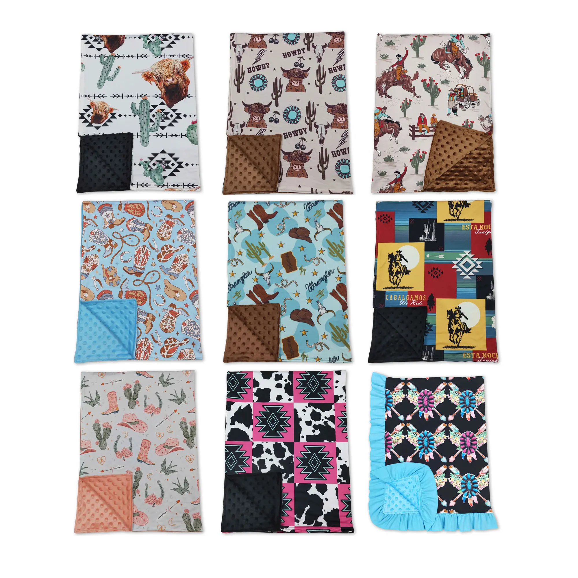 Western Cowboy Minky Polyester Baby Blanket - 29x43in, Rustic Print, Smooth Soft Cozy Texture, Machine Washable, Ideal for Newborns, Crib, Stroller