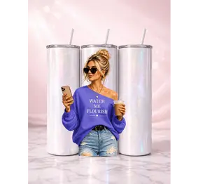 20oz Watch Me Flourish Holographic Skinny Tumbler