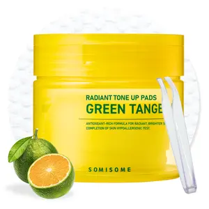 SOMISOME Green Tangerine Radiant Tone Up Pads 50 Pads Korean Face Toner with Niacinamide Centella Asiatica & Vitamin C Dark Spot Corrector Hydrating Brightening Care