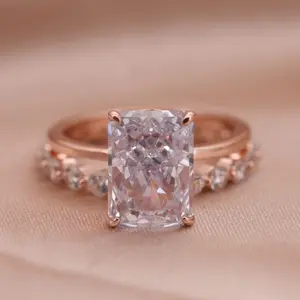 ShineofDiamond 2-piece Radiant Cut Ring Set in Sterling Silver with Eternity Wedding Band weddingset