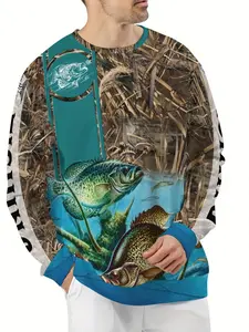 Men's fishing shirts, long-sleeved sweaters, autumn street-style crewneck pullovers, men's casual tops