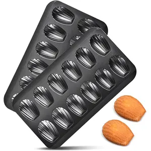 2pc Nonstick Madeleine Baking Pan, 12-Cavity Shell Shape Cake and Cookie Mold Tray, Carbon Steel Cookie Molds, Shipped from Local Warehouse