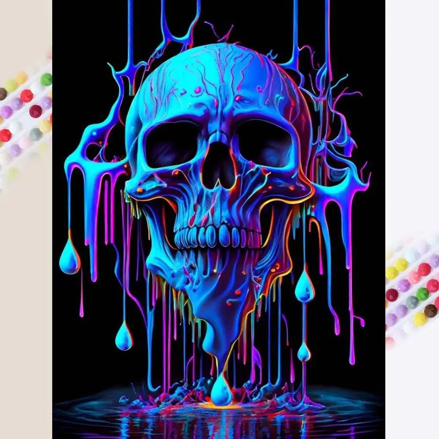 1pcs 5D DIY diamond painting kit, 5D diamond art kit, DIY decoration, Handicraft, colored fluid painting diamond painting kit with full round diamonds DIY, mosaic, diamond art, DIY art home decoration, suitable for Halloween and Christmas.