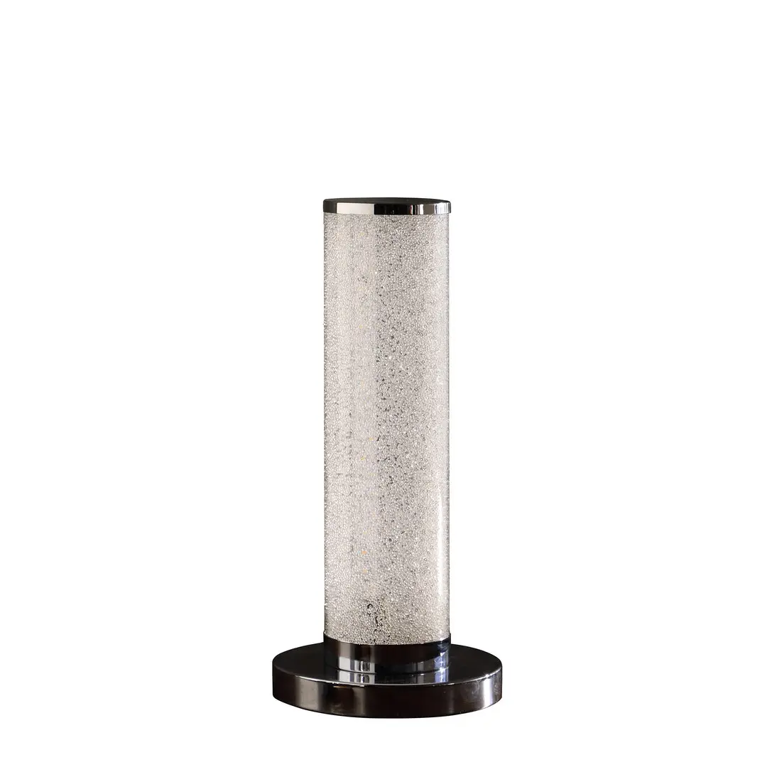 13-Inch Modern LED Table Lamp with White Crystal Sand Rocks Column, Energy-Efficient LED Bulb Lighting, Stylish Design Decor for Home Improvement Indoor Use