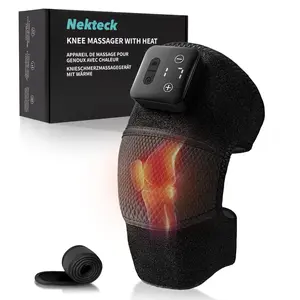 Nekteck Knee Massager with Heat Cordless Heated Knee Brace with Vibration for Pain Relief Rechargeable Knee Heating Pad with 5 Heat Levels and 3 Massage Modes Ideal Gift for Mom Dad